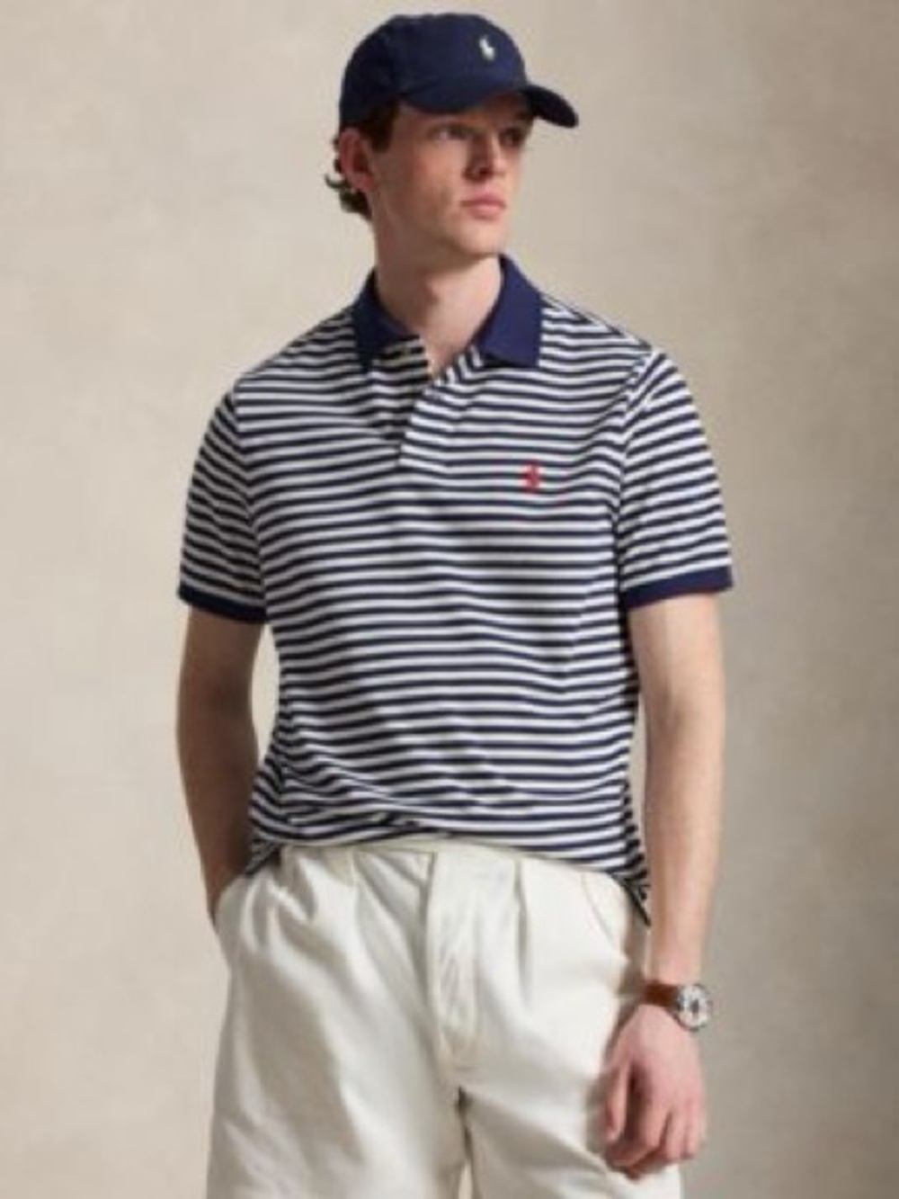 Ralph Lauren Navy and White Striped Polo